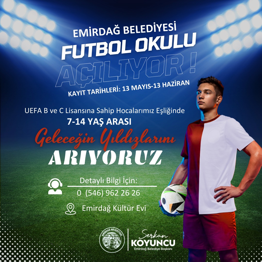Emirdağ Belediyesi Futbol Okulu Başvuruları Başlıyor