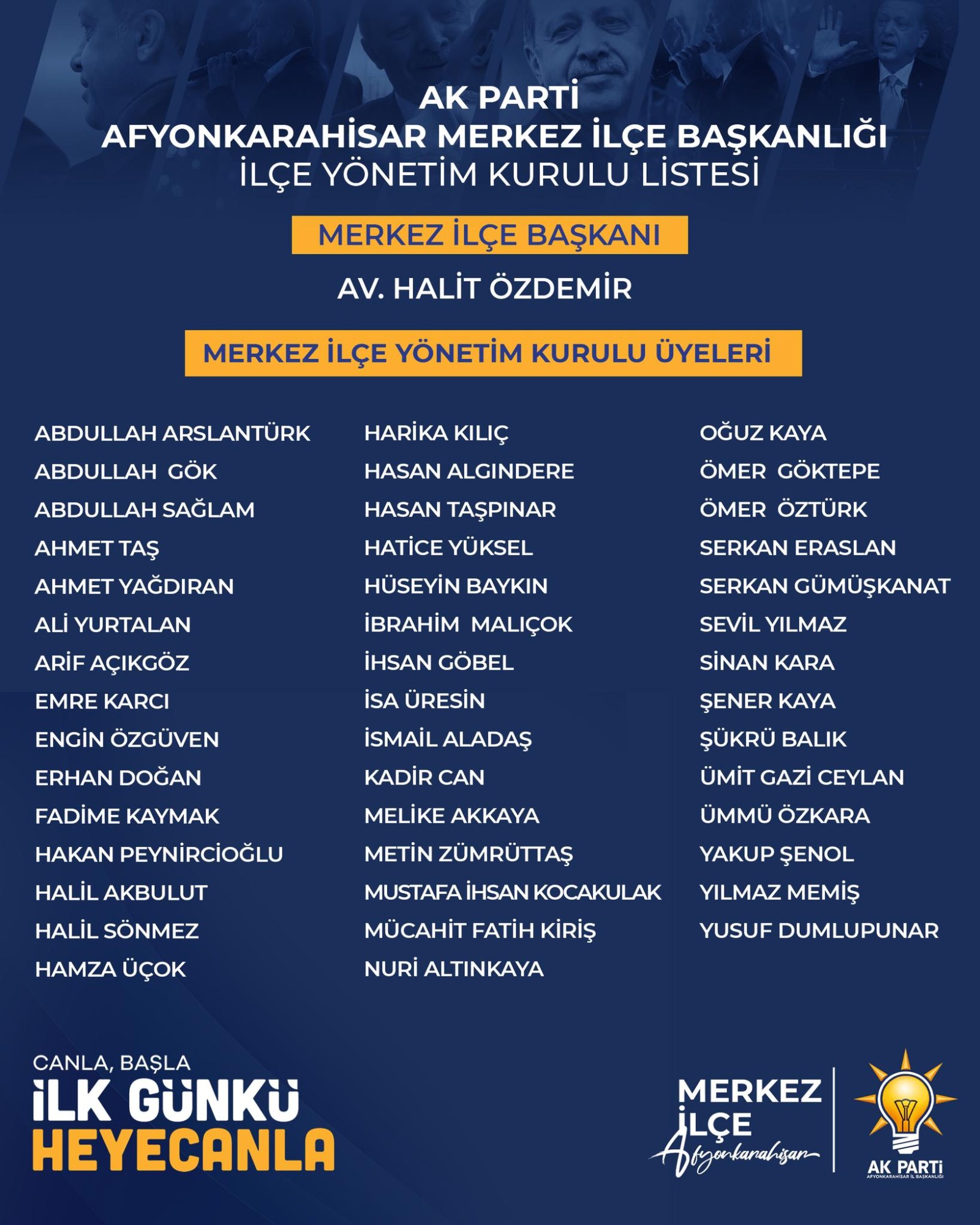 Ak Parti Merkez İlçe Yönetimi Belli Oldu