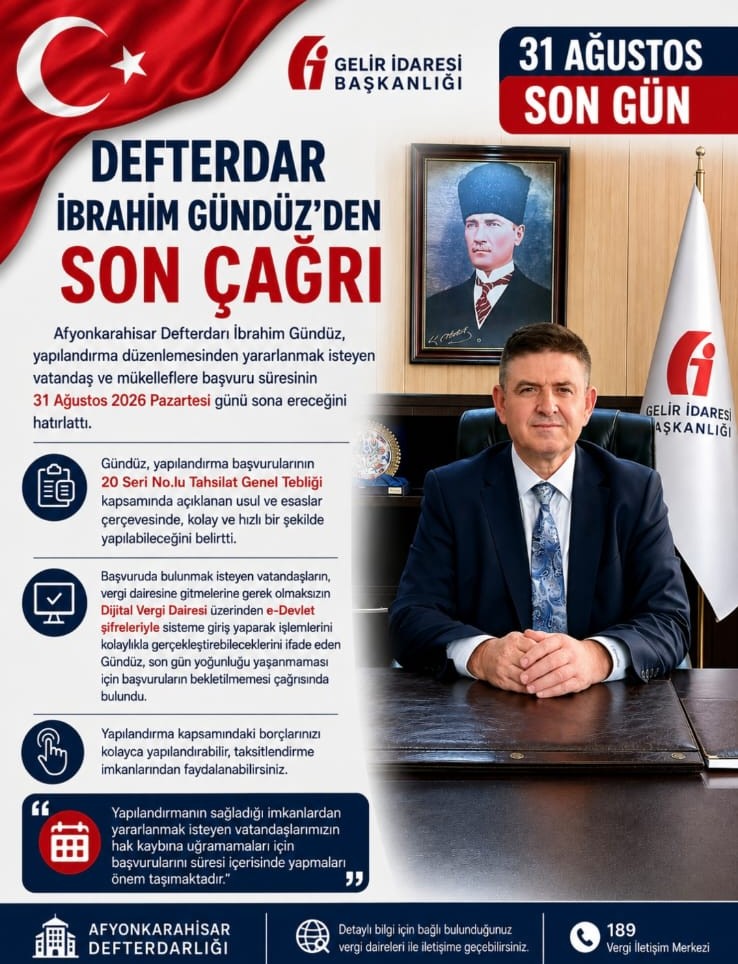 YAPILANDIRMADA SON GÜN 31 AĞUSTOS