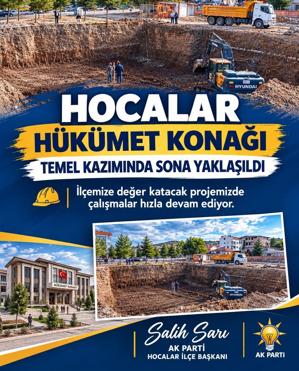 HOCALAR HÜKÜMET KONAĞI PROJESİNDE TEMEL KAZIMINDA SONA YAKLAŞILDI