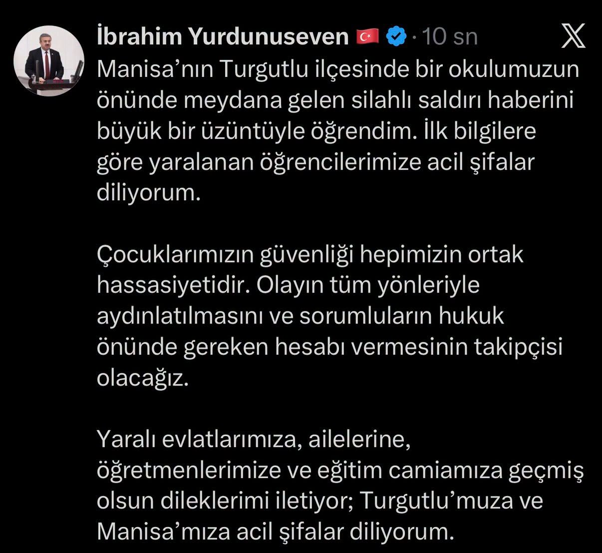 Vekillerden, 'Geçmiş Olsun' Mesajı