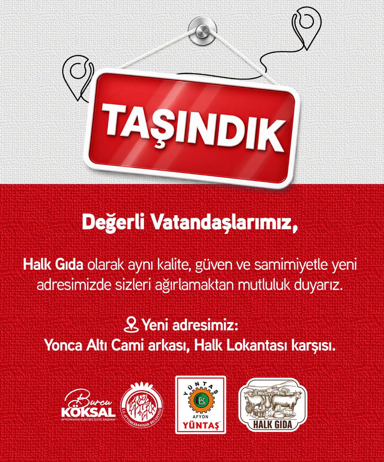 HALK GIDA YENİ ADRESİNDE!