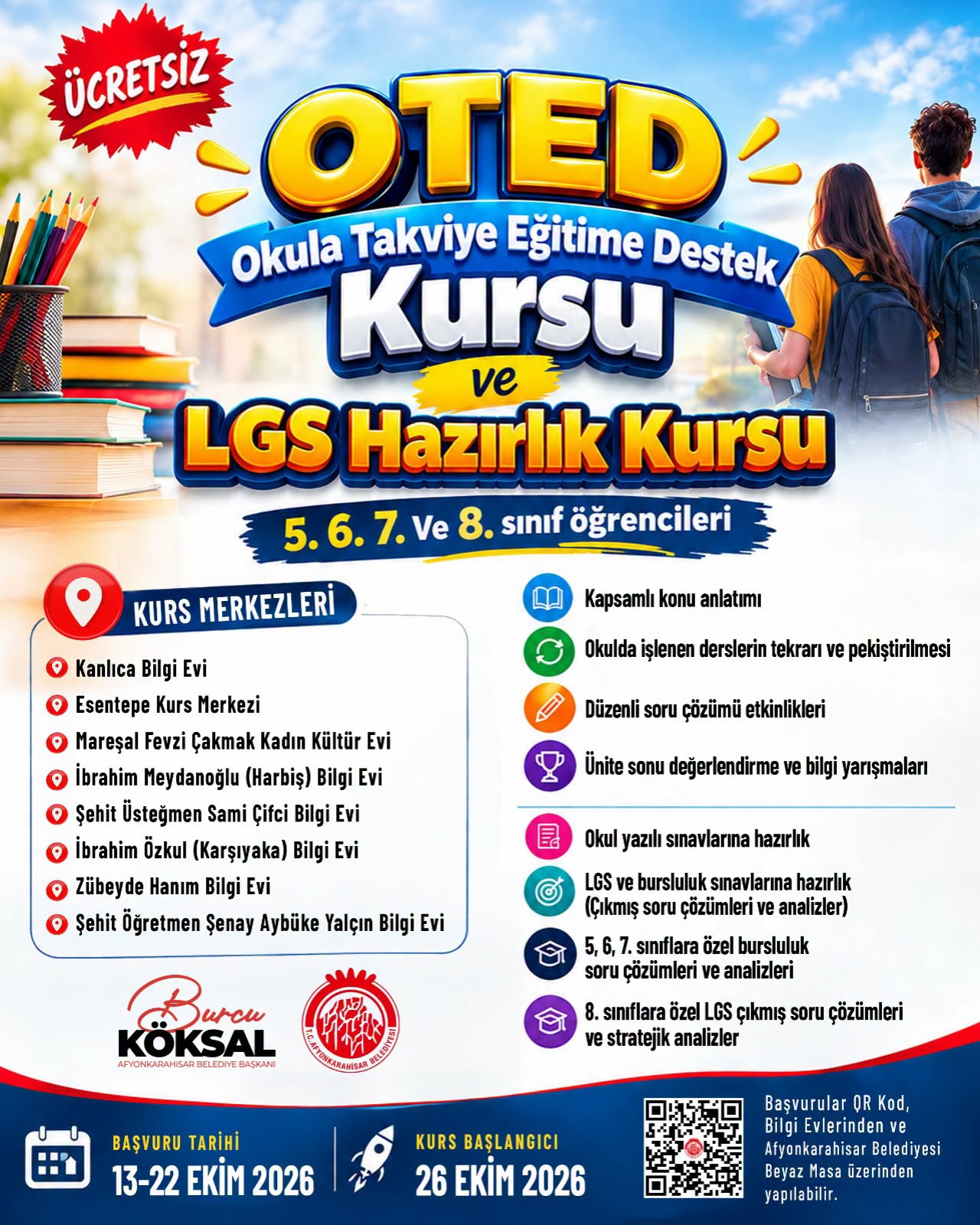 Okula Takviye ve LGS Hazırlık Kursları Başlıyor