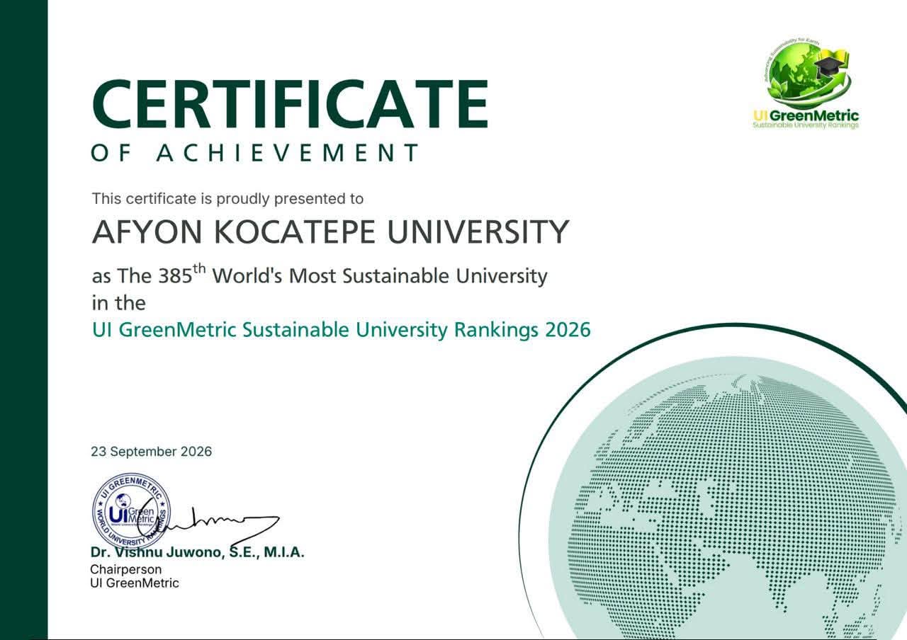 AKÜ, UI GreenMetric 2026’da Dünyanın En Yeşil 400 Üniversitesi Arasındaki Yerini Korudu